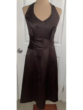 Alfred Angelo halter dress style 6126 Brown espresso size 10 - Runs Small